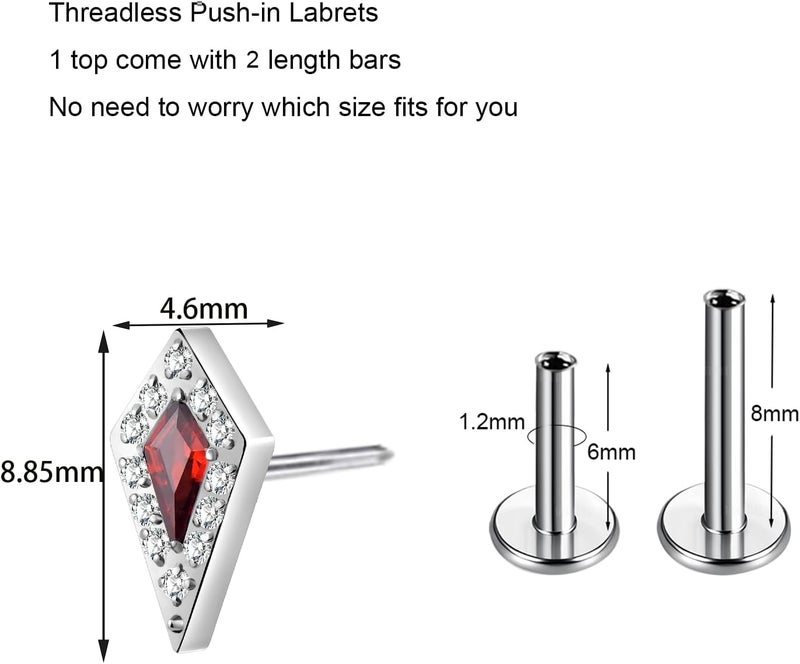 TOMIDES G23 Titanium Flat Back Earrings Studs 18g 16g F136 Implant Grade Titanium Labrets Press Fit Threadless Push In Dainty Cartilage Helix Conch Lobe Lip Tragus Piercing Jewelry - Image 2